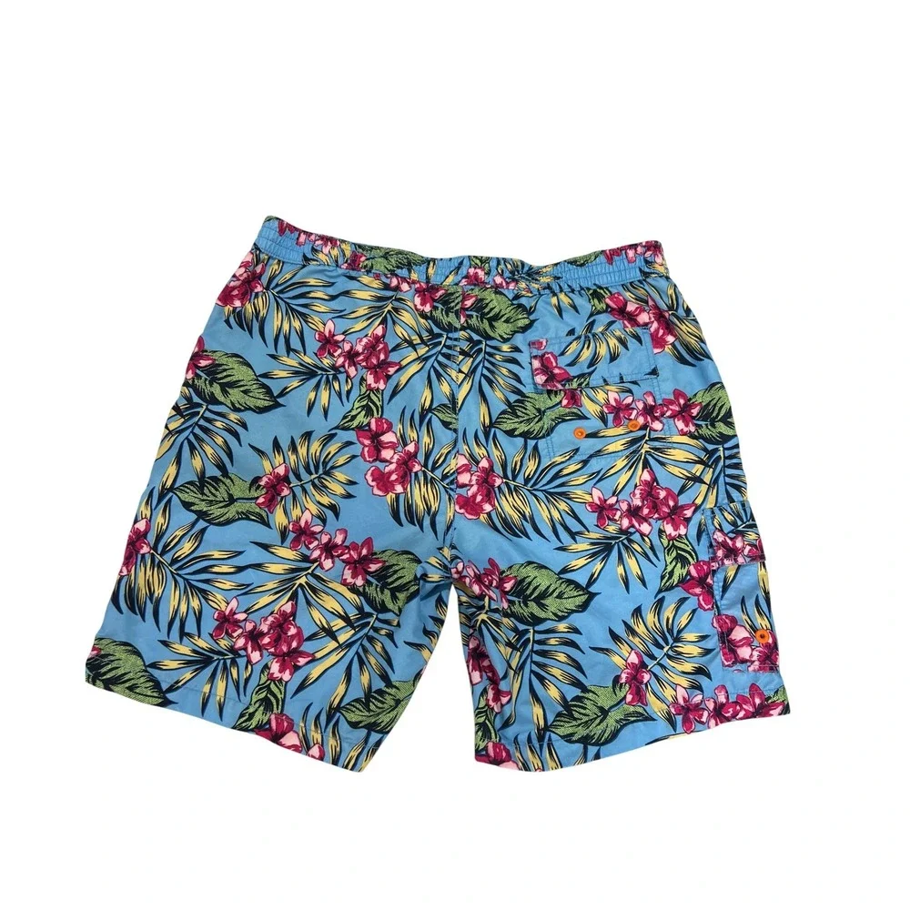 Tommy Bahama Swim Trunk Men XL Blue Floral Tropical Cargo Pocket Board Short F25